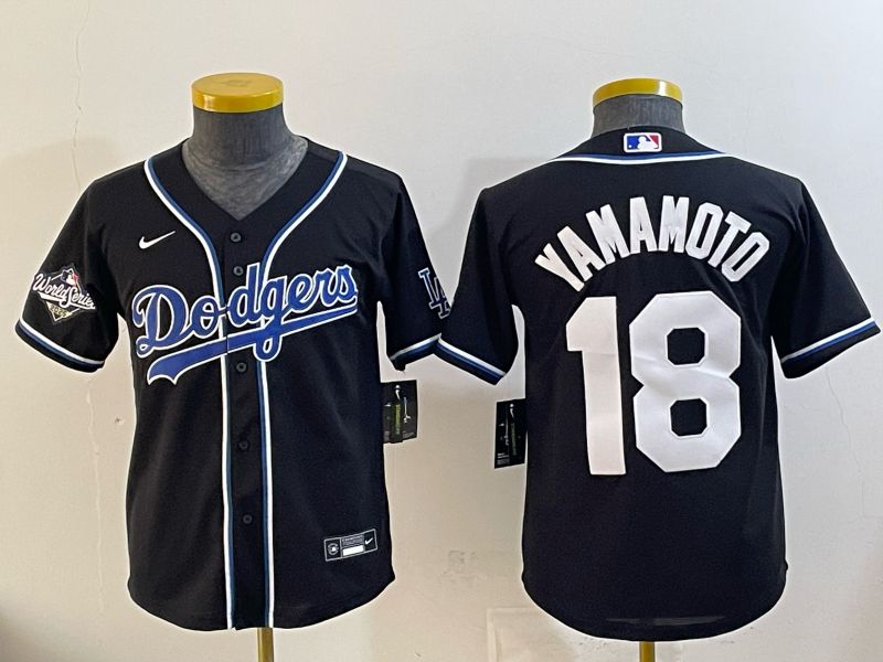 Youth Nike 2026 Los Angeles Dodgers #18 Yamamoto Black Game MLB Jersey 097->youth mlb jersey->Youth Jersey
